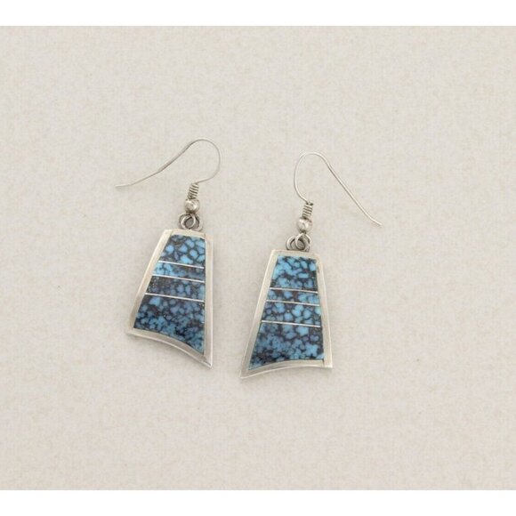 Sterling Silver Turquoise Earrings Dangle Drop - Picture 3 of 8